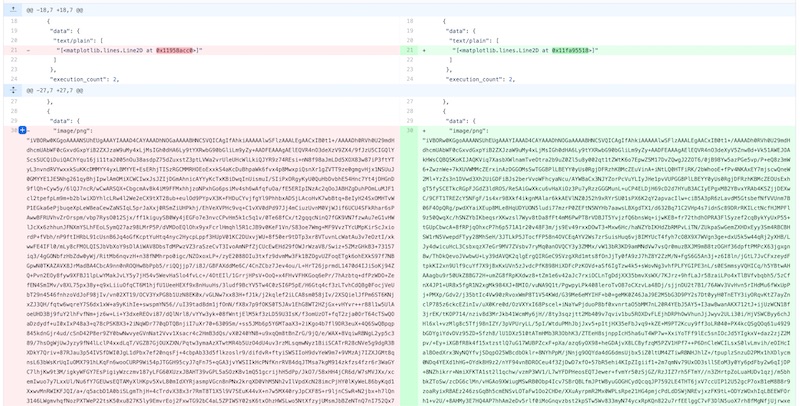 Jupyter notebook dif diff from a single-line code change Jupyter notebook dif diff from a single-line code change