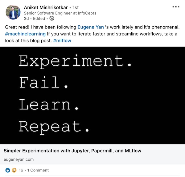 Linkedin post by Aniket