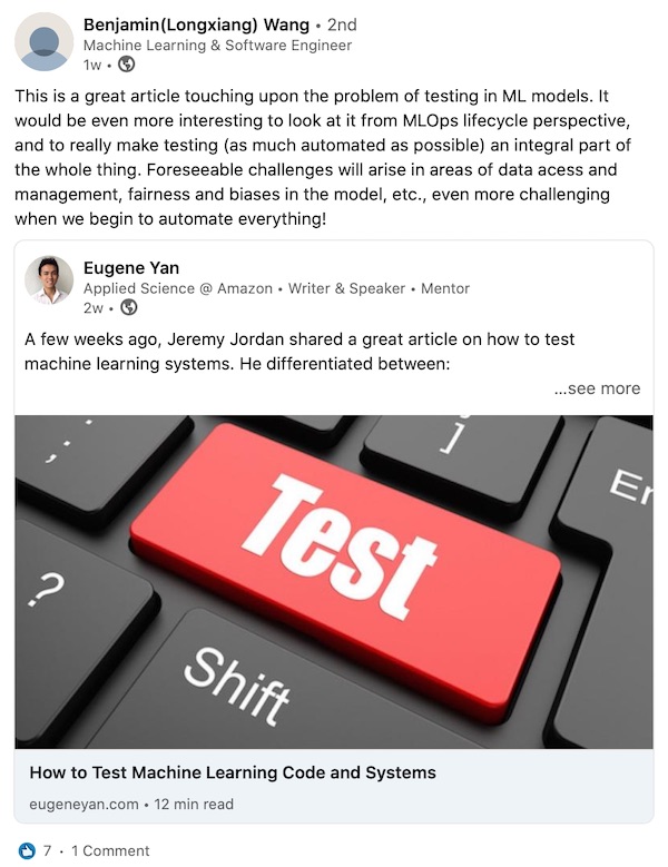 Linkedin post by Benjamin