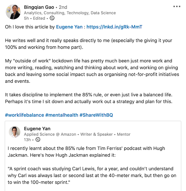Linkedin post by Bingqian Gao