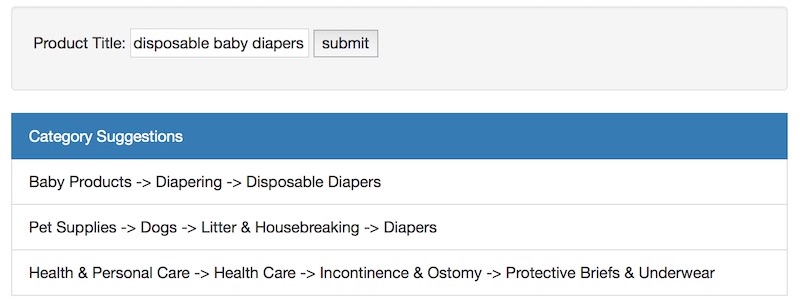 A simple user interface for our product classifier A simple user interface for our product classifier