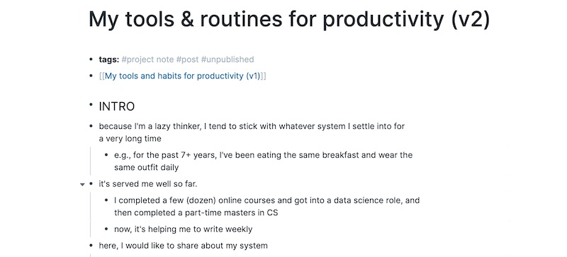 Iterating on my outlines in roam Iterating on my outlines in roam