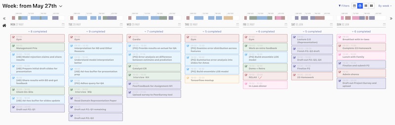 An example schedule from 2019 An example schedule from 2019